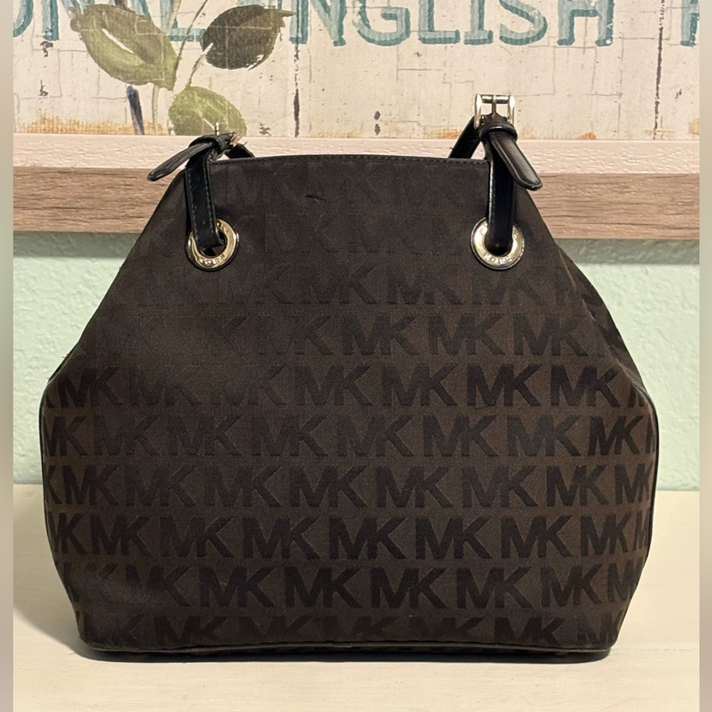 🦋SPRING SALE🦋 Michael Kors Brown Jet Set Grab Bag Jacquard MK Tote/Shoulder Bag